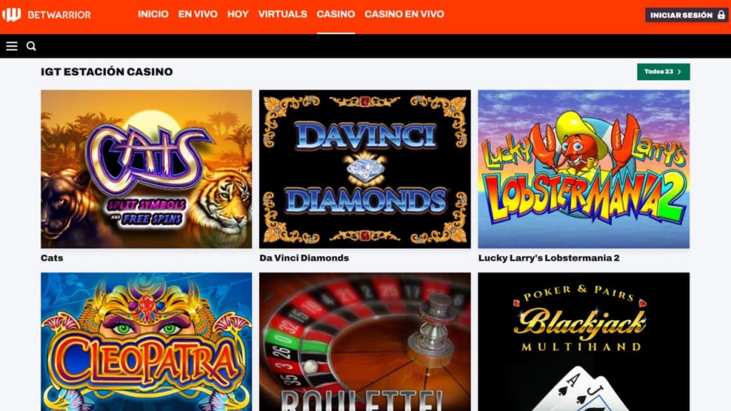Juegos en vivo y apuestas deportivas en BetWarrior