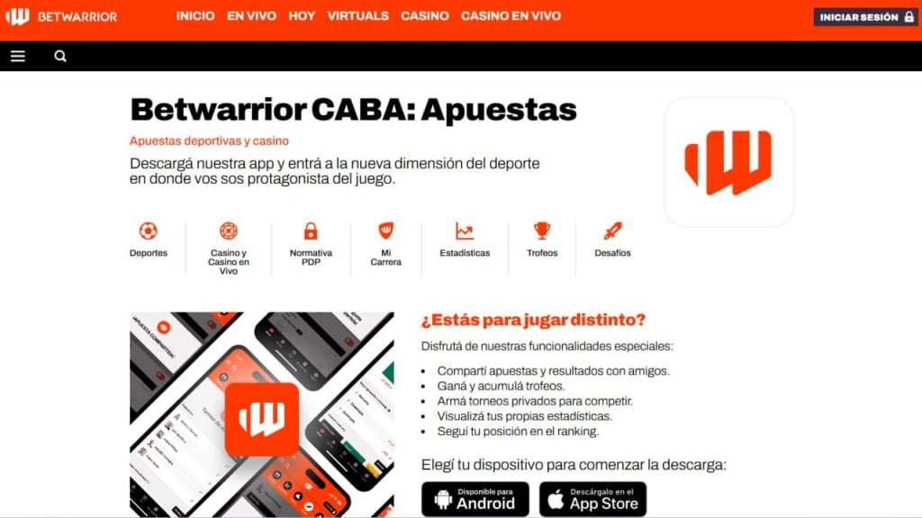 Instalación de la app BetWarrior en iOS y Android
