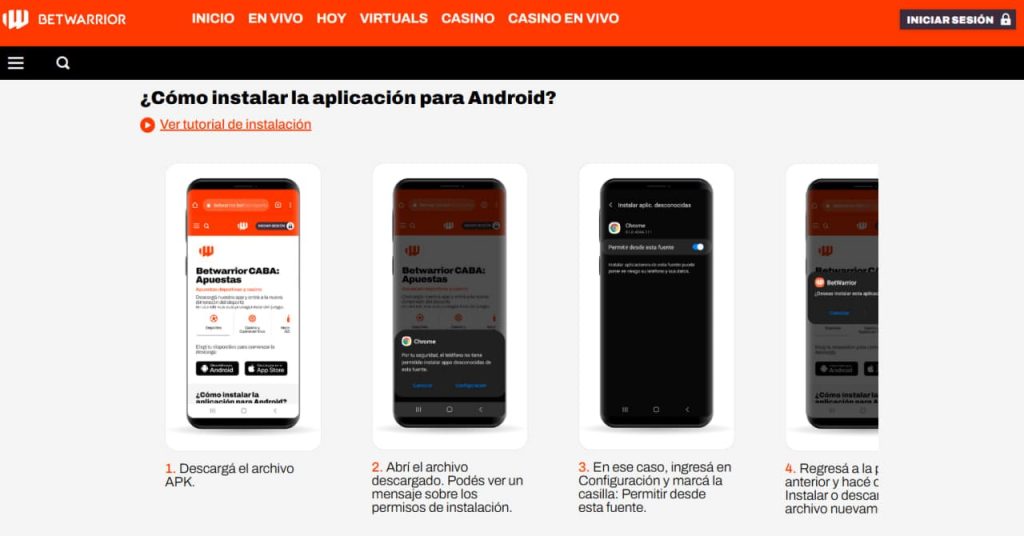 Slots en la aplicación BetWarrior Argentina
